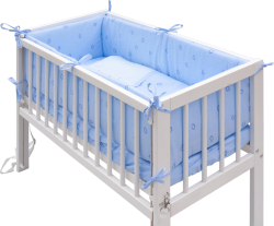 Dětská postýlka Baby Scarlett bílá s kompletní výbavou - Méďa modrá - 90 x 41 cm