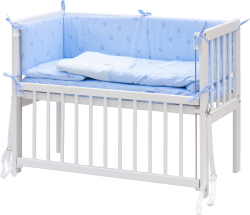 Dětská postýlka Baby Scarlett bílá s kompletní výbavou - Méďa modrá - 90 x 41 cm